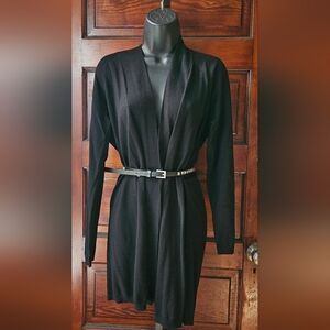 NWT, M, APT 9, Black, Long, Ppen-Front Cardigan, APT. 9, Belted, Studded Belt